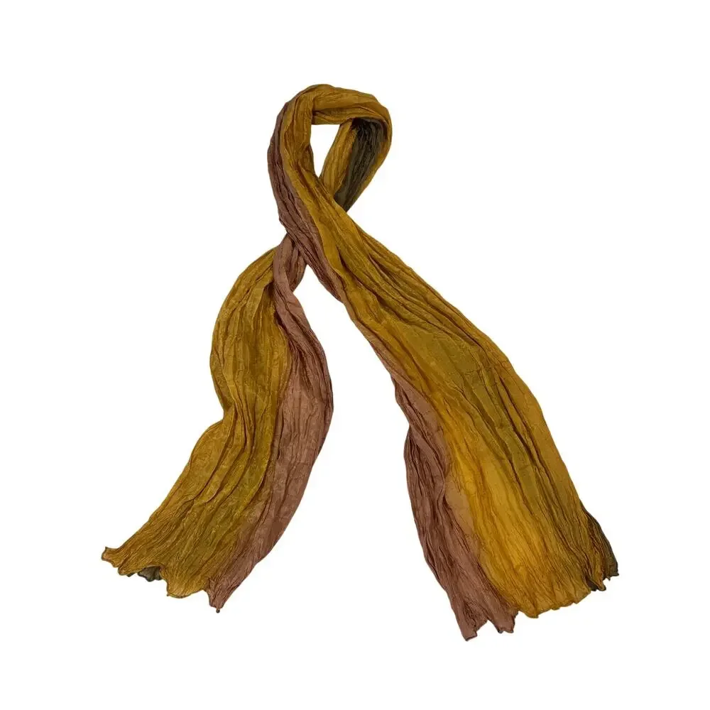 Crinkle 90s Y2K Long Shawl- Earth Tones- orange brown pink 60x21